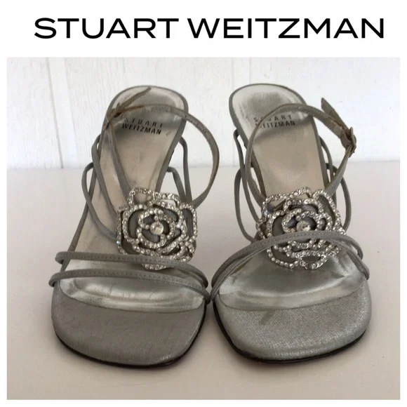 STUART WEITZMAN CRYSTAL FLOWER SANDALS SIZE 6 - Picture 1 of 16